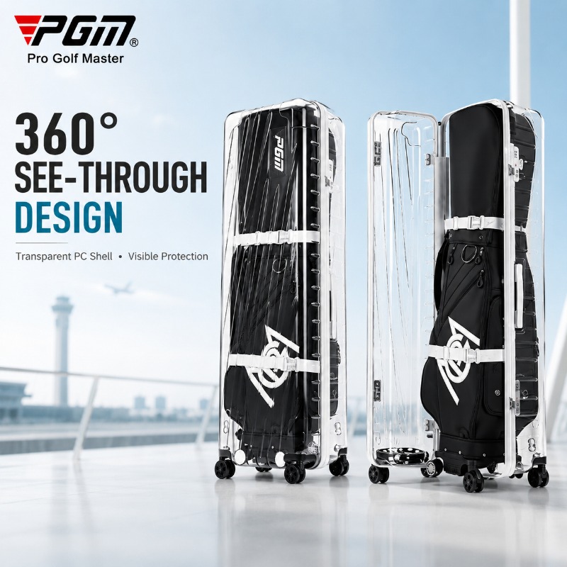 U Lock Heavy Duty - กระเป๋าเดินทางใสสำหรับไม้กอล์ฟ วัสดุแข็งแรงทนทาน พร้อมล้อหมุน 360 องศา ระบบล็อค
