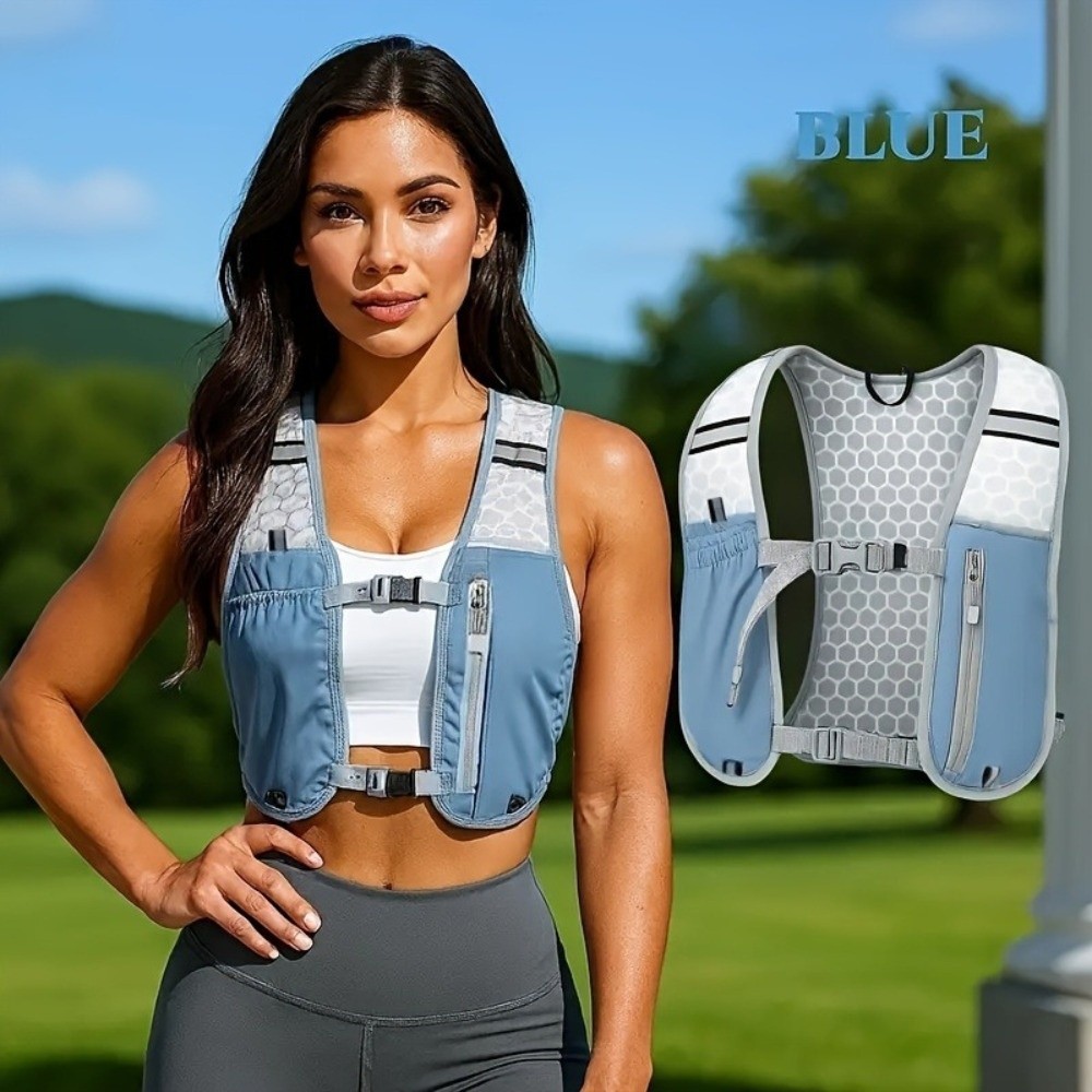 Reflective Vest Cycling - เสื้อกั๊กกันน้ำสำหรับวิ่งพร้อมช่องเก็บขวดน้ำ น้ำหนักเบา มีที่ใส่โทรศัพท์ เสื้อกั๊กสะท้อนแสงสำหรับปั่นจักรยานและกิจกรรมกลางแจ้ง
