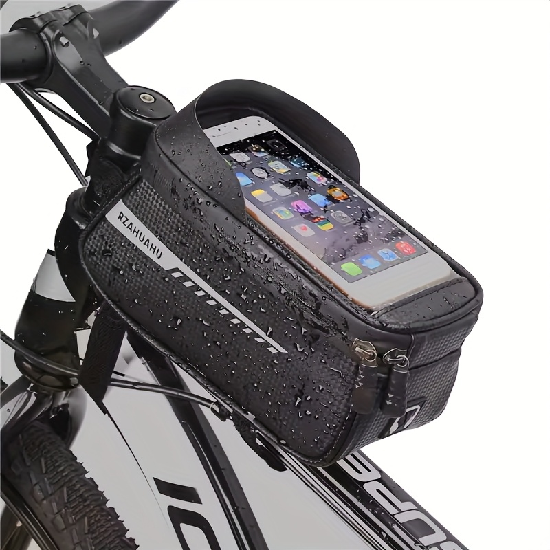 Cycling Commute Bag - กระเป๋าใส่โทรศัพท์สำหรับจักรยานสีดำทันสมัย - ผลิตจากวัสดุ EVA ที่ทนทาน มาพร้อมสายสะพายไหล่ปรับได้และผ้าคลุมกันฝน