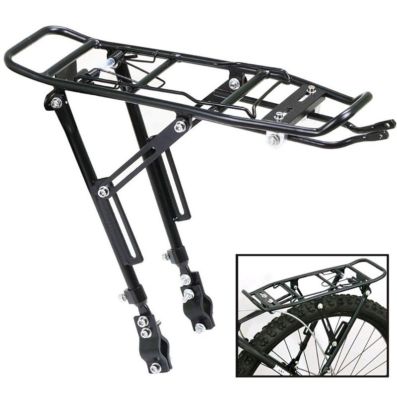 Cycling Commute Bag - 1PC Alloy ด้านหลังจักรยาน Rack Carrier กระเป๋ากระเป๋าเดินทางจักรยานเสือภูเขาสีดํา