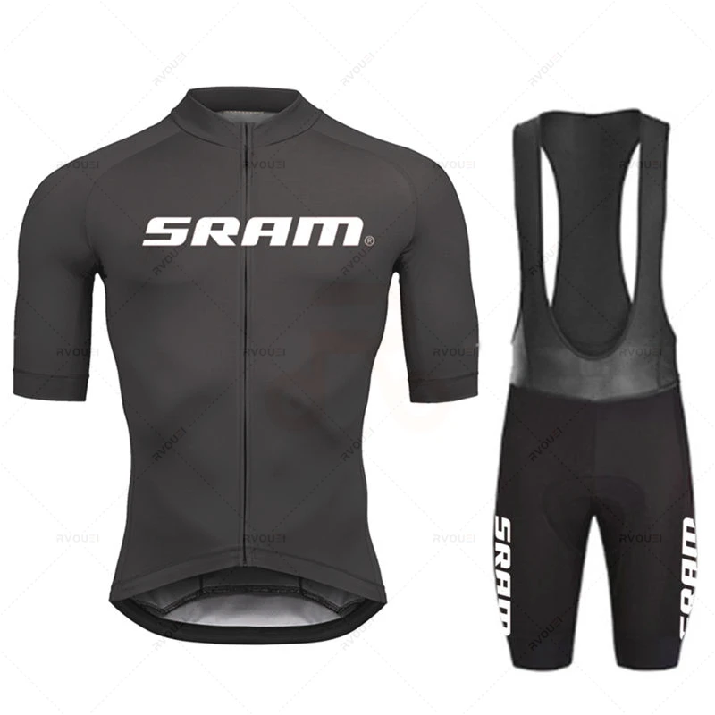 Cycling Community - 2024 Sram Proชุดขี่จักรยานJerseyกางเกงขาสั้นจักรยานแขนสั้นBicicletaเสื้อผ้าจักรยานMaillot Ciclismo Hombreสีดําชุด