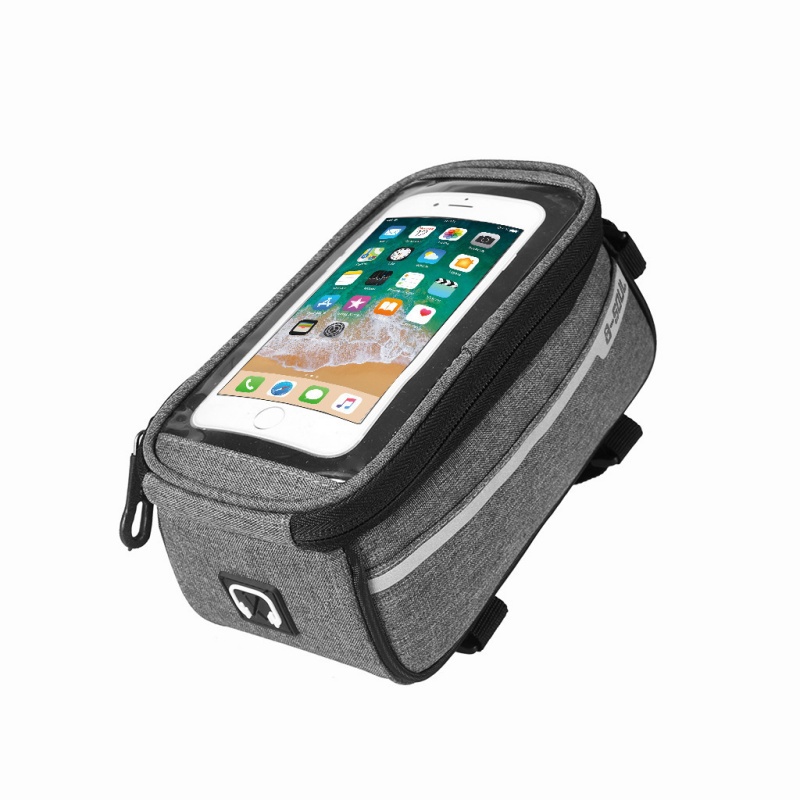 Cycling Commute Bag - กระเป๋าใส่โทรศัพท์มือถือแบบหน้าจอสัมผัสสำหรับจักรยานเสือภูเขา กระเป๋าติดตั้งบนเฟรมจักรยานด้านหน้า ป้องกันน้ำ กระเป๋าติดท่อบนของจักรยาน