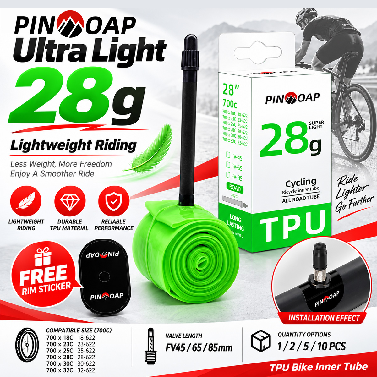 ยางในจักรยาน TPU น้ำหนักเบา PI - Inner Tube 700C บทวิจารณ์และราคา