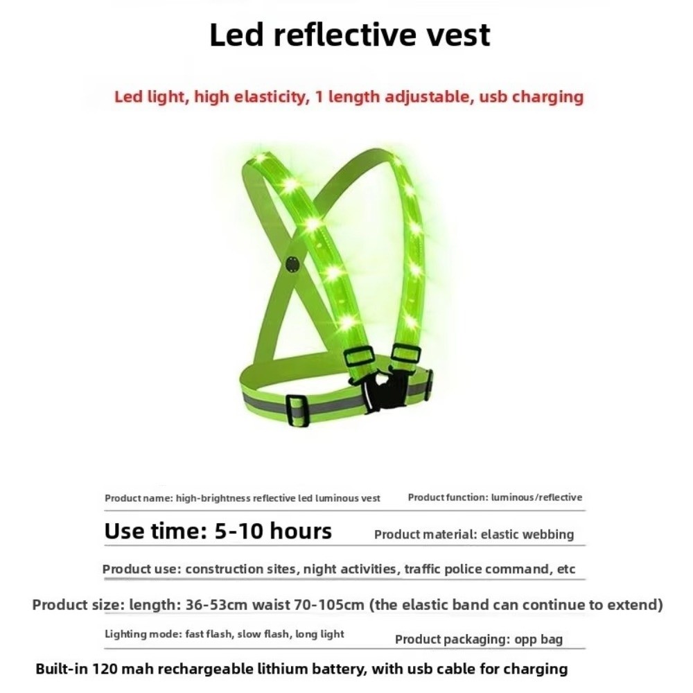 เสื้อกั๊กนิรภัย LED โพลีเอสเตอ - Reflective Vest Cycling บทวิจารณ์และราคา