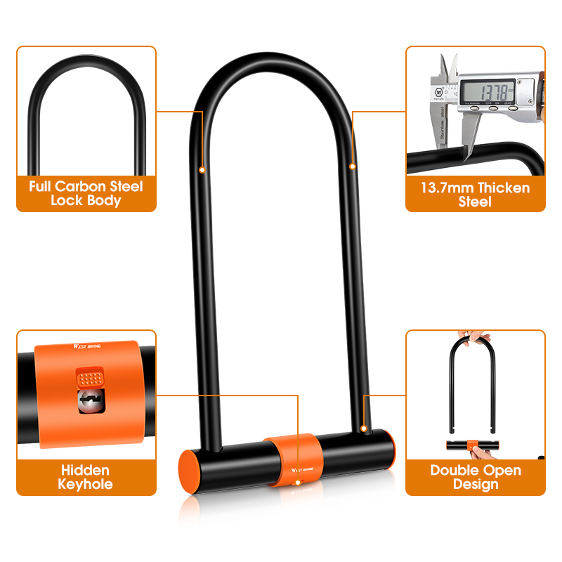 กุญแจล็อคจักรยานแบบเปิดสองด้าน - U Lock Heavy Duty บทวิจารณ์และราคา